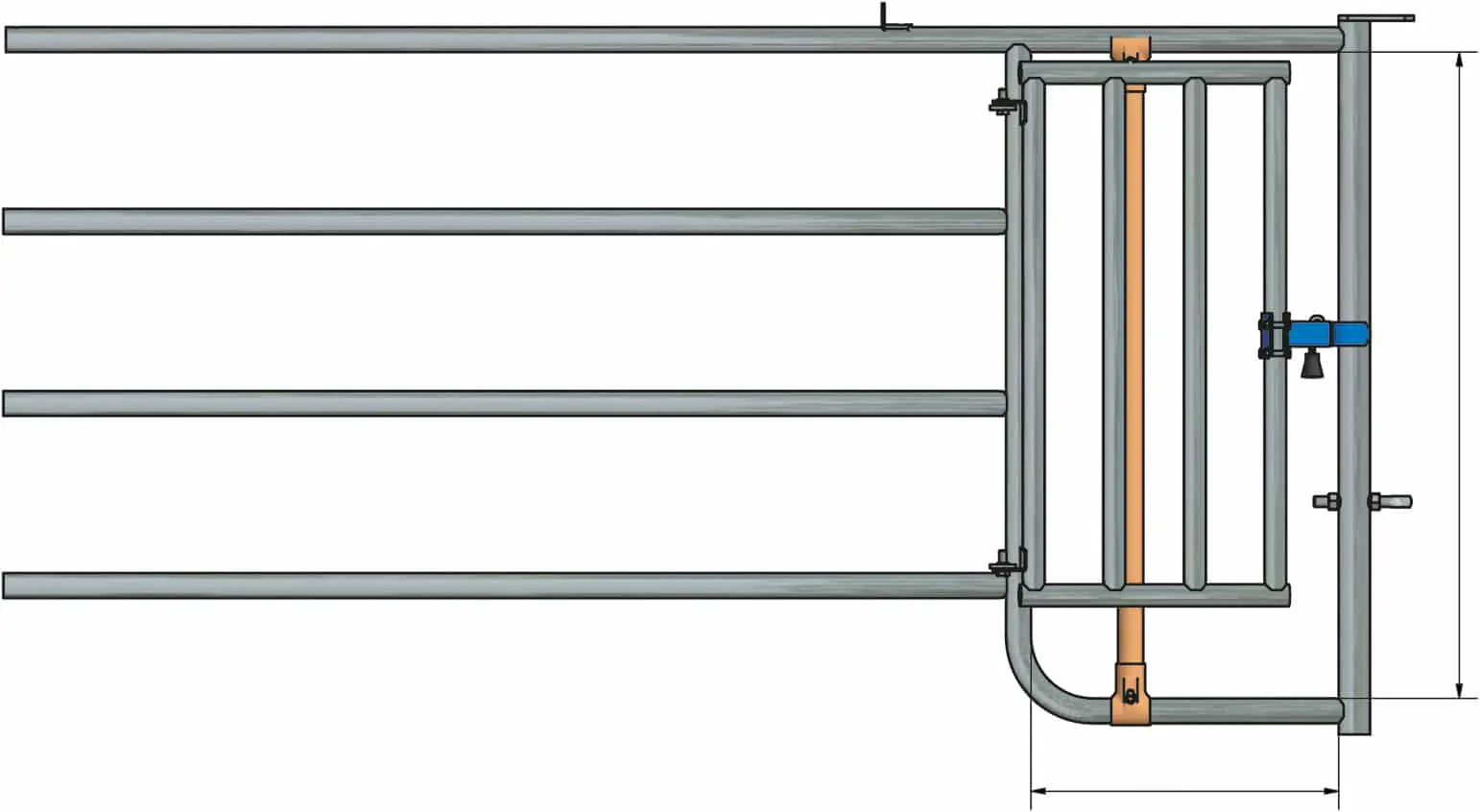 panneau 4 tubes, 4 gonds avec passage veaux et hommes