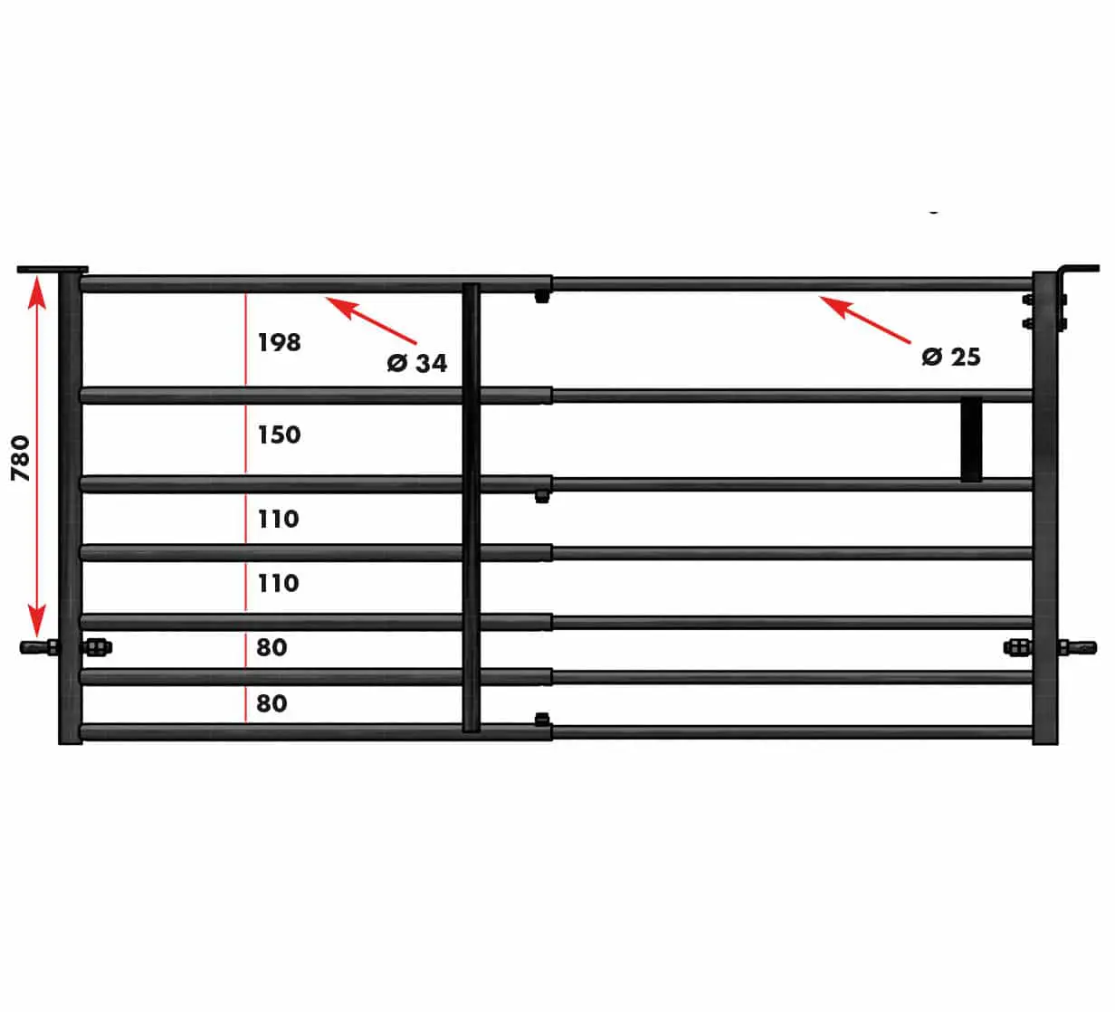 panneau barrière 7 tubes pour moutons