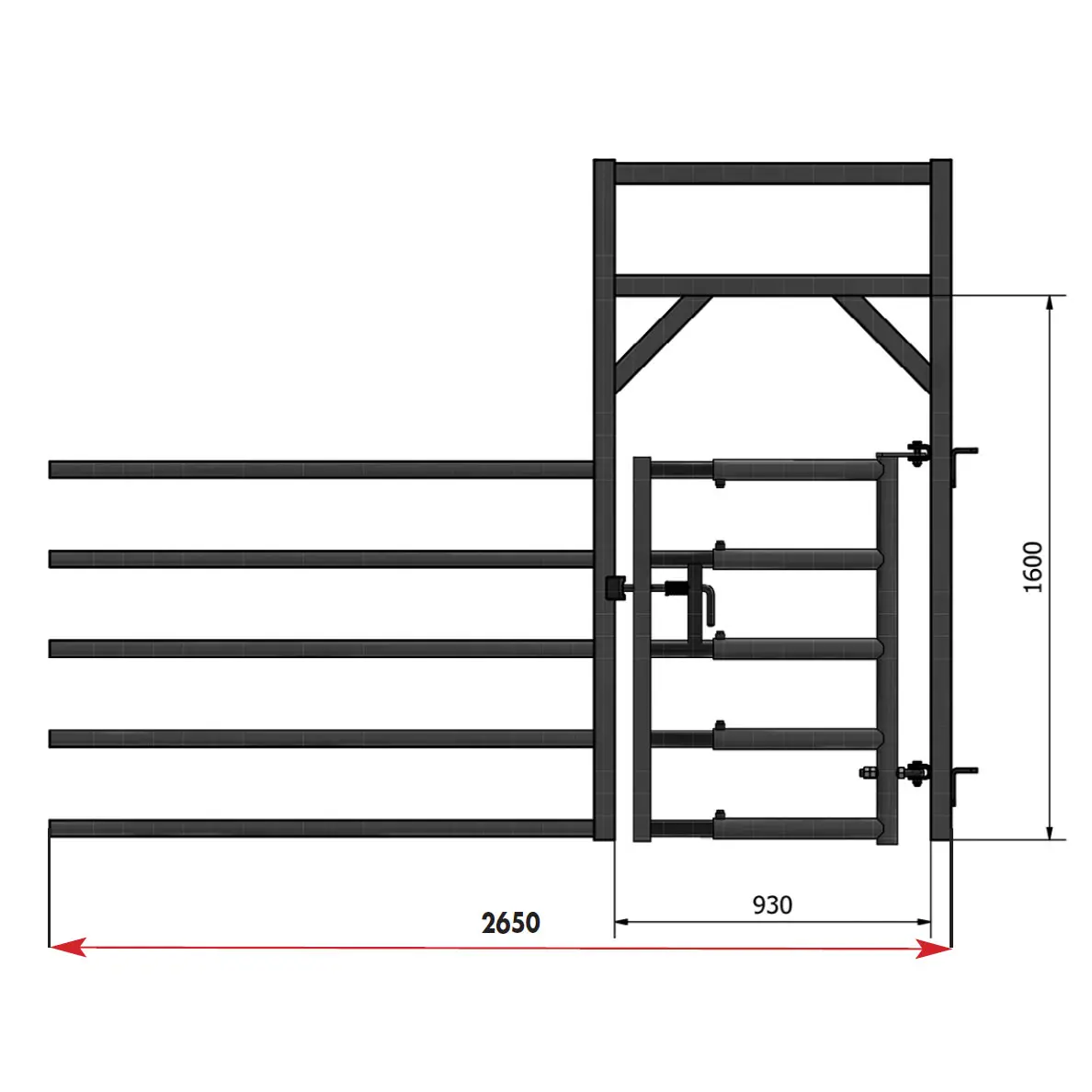 embout de barrière 5 tubes avec portillon