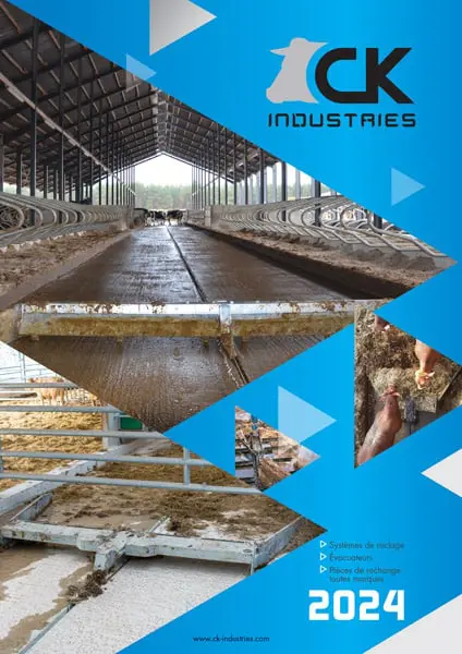 Couverture du catalogue de systèmes de raclage pour bâtiments d'élevage CK-INDUSTRIES